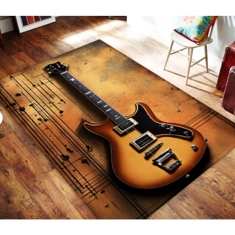 Guitar Print Music Theme Rug M - Commercial Printing Icon review and price