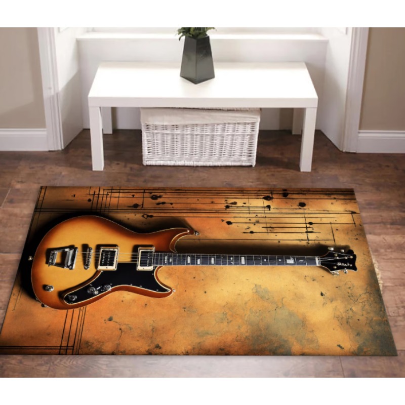 Guitar Print Music Theme Rug M - Commercial Printing Icon review and price